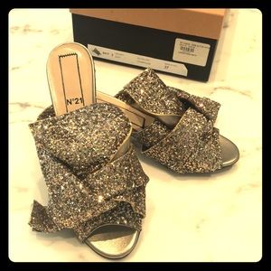 N21 SANDAL 15MM GLITTER GOLD SIZE 37 BRAND NEW